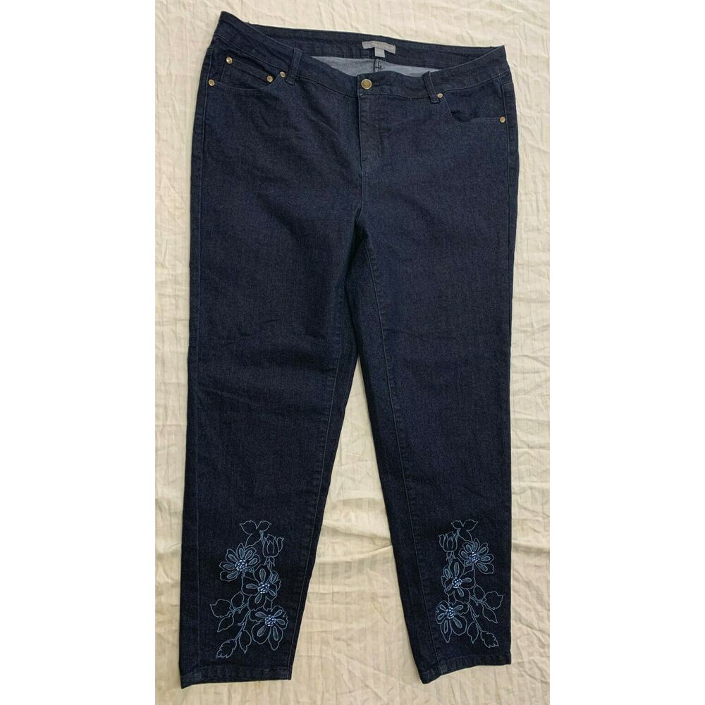 🍎🍎🍎 JESSICA LONDON WOMENS EMBROIDERED JEANS PANTS SIZE 16W 🍎🍎🍎